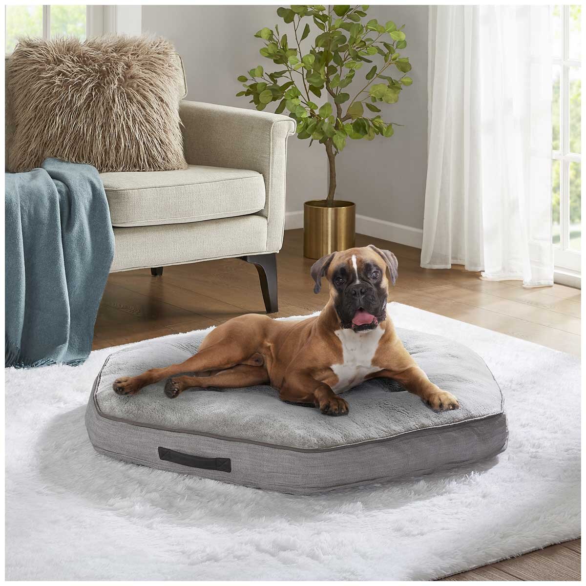 Kirkland Signature Hexagon Pet Napper Spring Grey Faux Fur