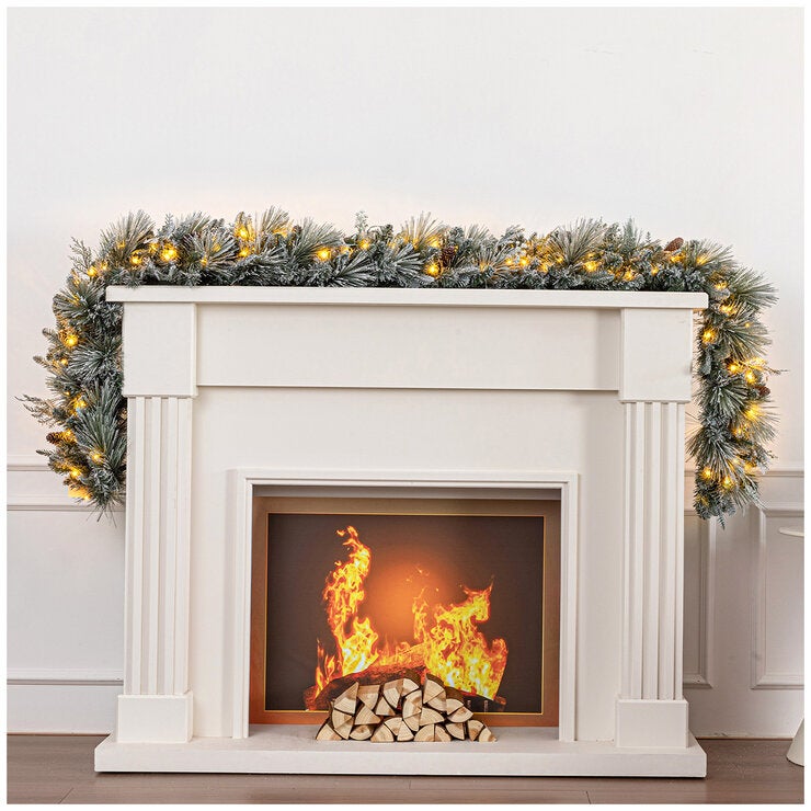 Pre-Lit Flocked Christmas Garland with Micro LED Lights 2.7m Pre-Lit Flocked Christmas Garland with Micro LED Lights 2.7m
