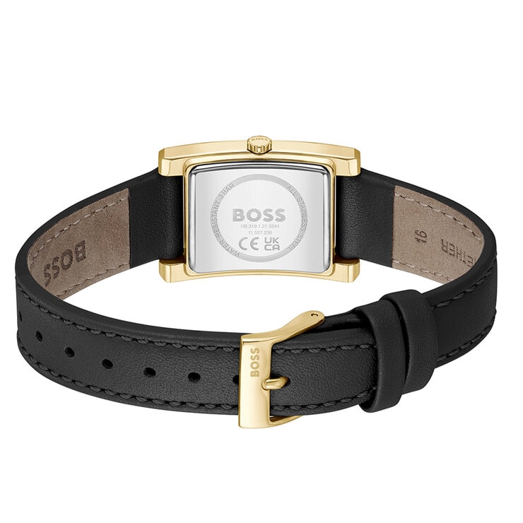 BOSS Lucy Black Leather Black Dial Women's Watch