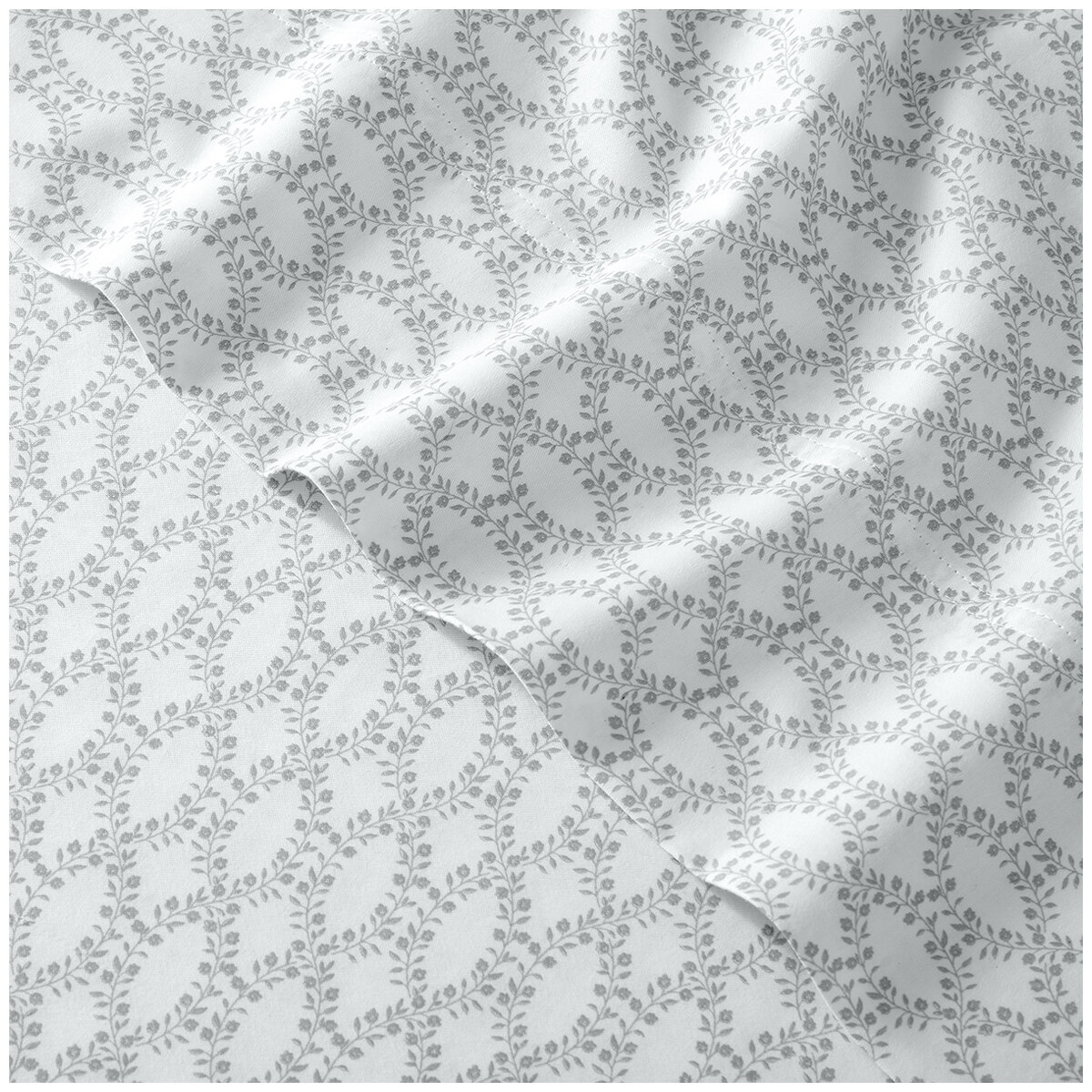 Purely Organic 300TC Cotton Sheet Set 4 Piece King Evelyn Block Vine Blue