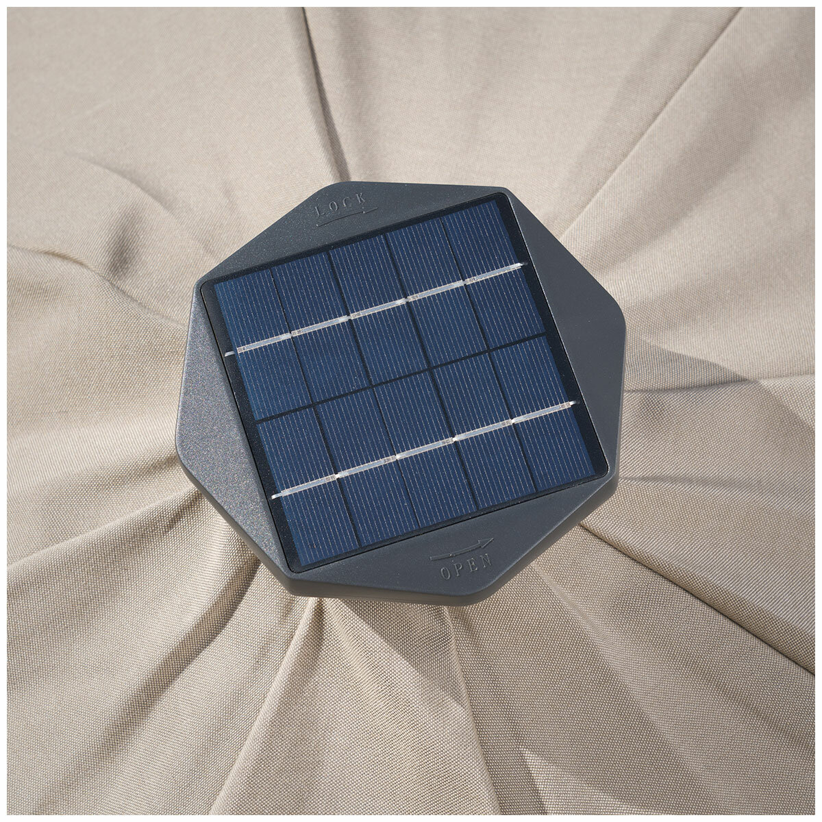 SunVilla Tan LED Market Umbrella 3M