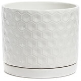 over&back Set Of 2 Honeycomb Ceramic Planters White Blue over&back Set Of 2 Honeycomb Ceramic Planters White Blue
