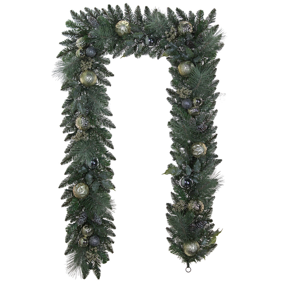 Pre-Lit Decorated Holiday Artificial Garland Metallic 2.7m
