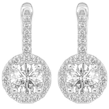18KT White Gold 1.25ctw Round Diamond Halo Earrings