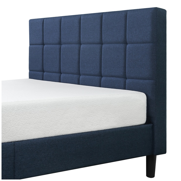 Blackstone Upholstered Square Stitched Platform King Bed Navy Costco
