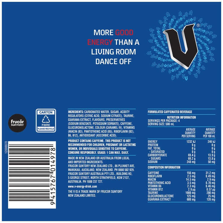 V Energy Blue 24 x 500ml V Energy Blue 24 x 500ml