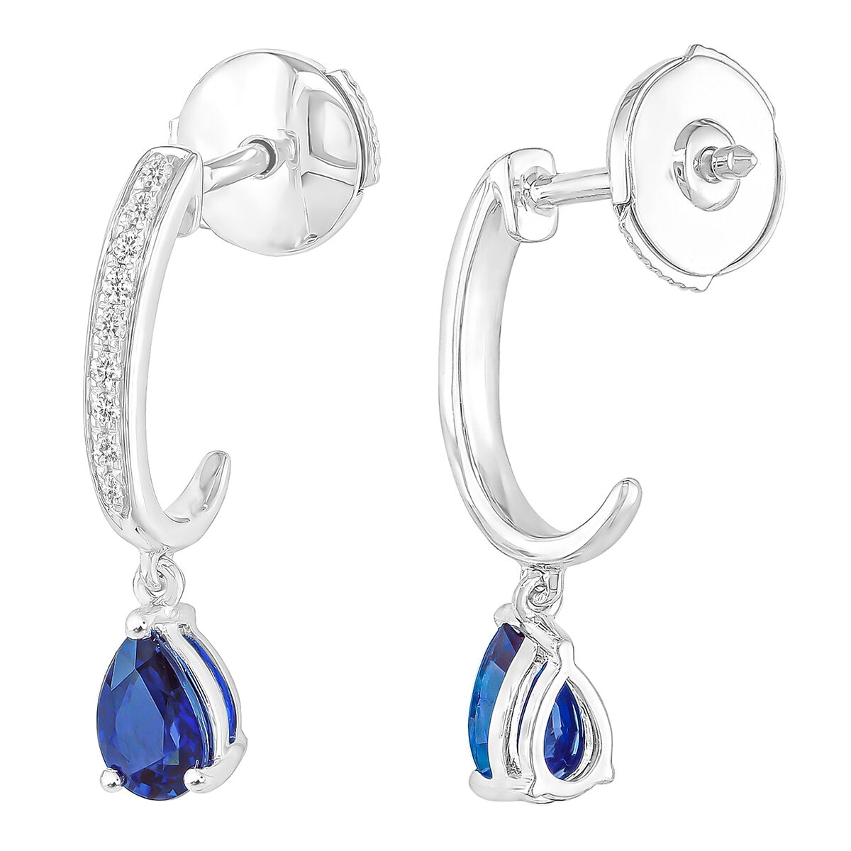 14KT White Gold 0.09ctw Diamond and Sapphire Earrings/