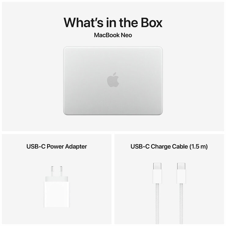 Apple 13 Inch MacBook Neo: A18 Pro Chip With 6‑Core CPU And 5‑Core GPU 8GB 256GB SSD Silver Apple 13 Inch MacBook Neo: A18 Pro Chip With 6‑Core CPU And 5‑Core GPU 8GB 256GB SSD Silver