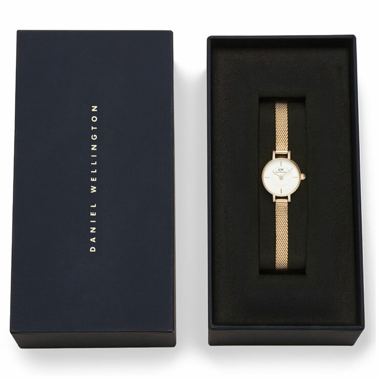 Daniel Wellington Petite Mini Evergold White Dial Gold Mesh Strap Women's Watch DW00100745 - 2