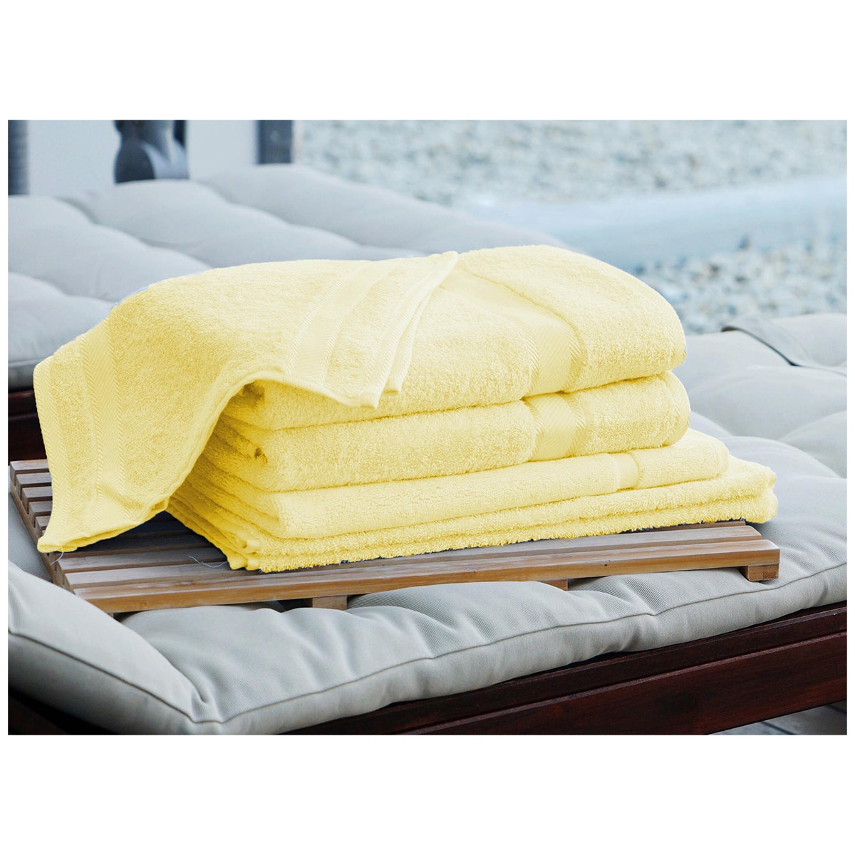 Kingtex Plain dyed 100% Combed Cotton towel range 550gsm Bath Sheet set 7 piece - Yellow