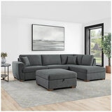 Thomasville Fabric Sectional With Storage Ottoman 3 Piece