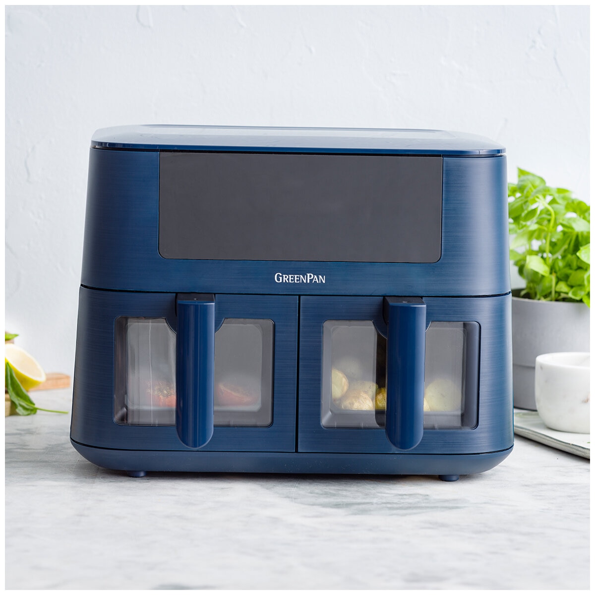 GreenPan Bistro Airfryer 2 basket CC009332-001 Oxford Blue