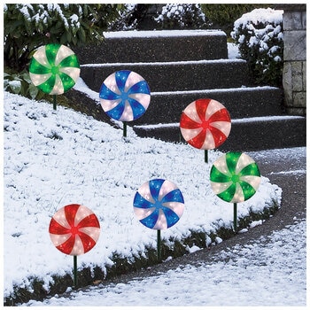 Peppermint LED Lawn Stakes 25.4cm Set Of 6