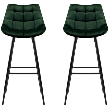 Artiss Velvet Barstool Green 2 Pack