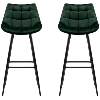 Artiss Velvet Barstool Green 2 Pack