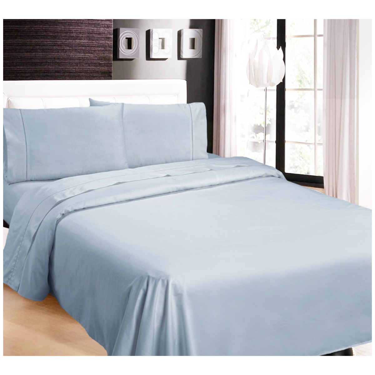 Kingtex 1100 Thread Count RAMESSES Cotton Sateen Sheet Set Queen - Sky Blue