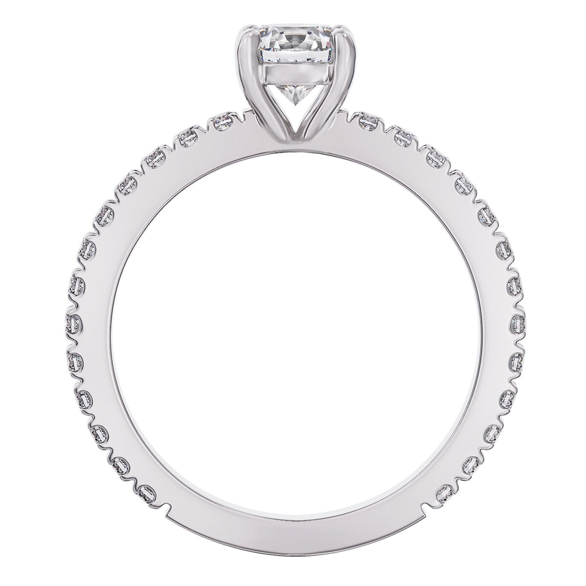 18KT White Gold 1.35ctw Round Diamond Cut 1.00ctw Centre Ring