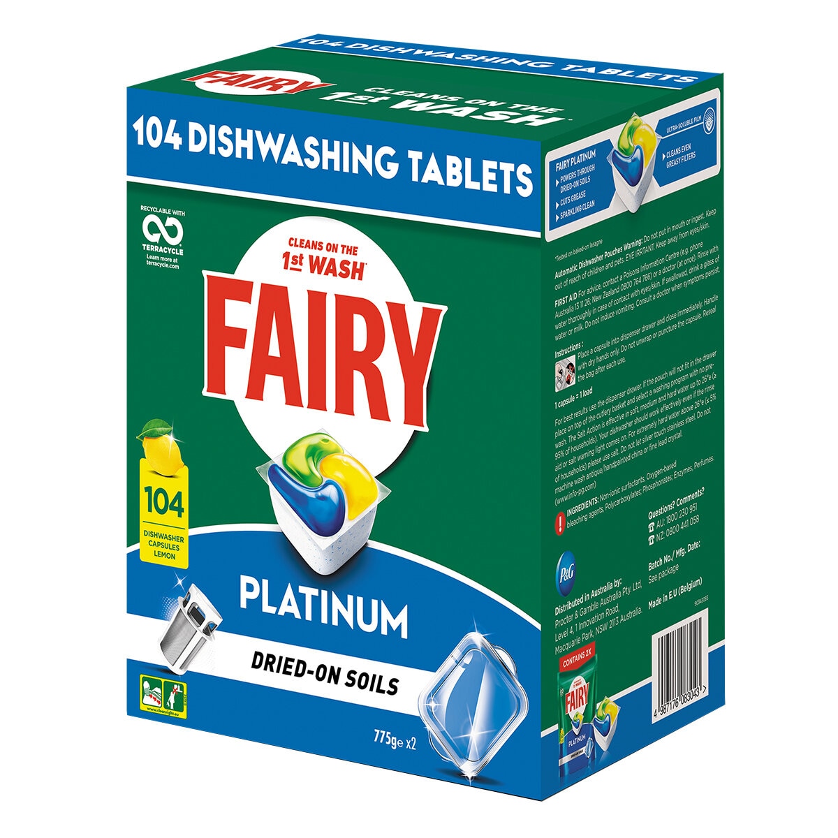 Fairy Platinum All In One Lemon Automatic Dishwashing Tablets 104 Pack