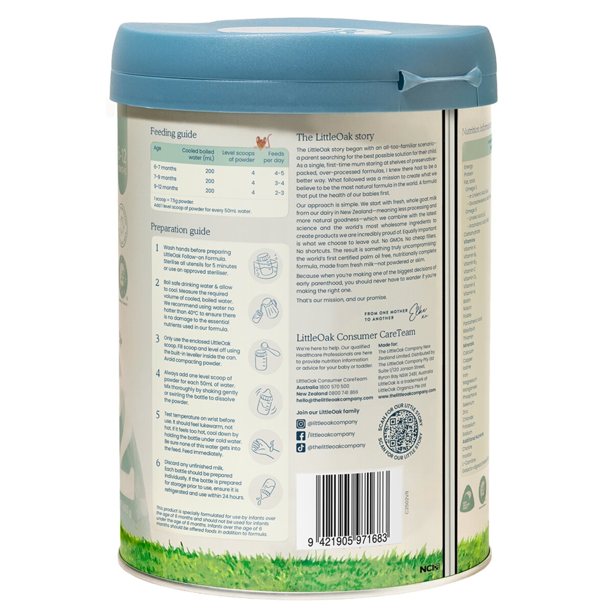 LittleOak Natural Goat Milk Toddler Formula Stage 2 6 x 800g