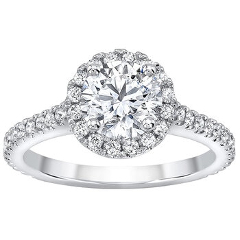 18KT White Gold Round Brilliant Cut 1.47ctw Halo Engagement Ring