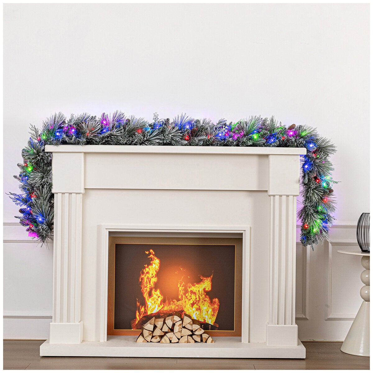 Pre-Lit Flocked Christmas Garland with Micro LED Lights 2.7m Pre-Lit Flocked Christmas Garland with Micro LED Lights 2.7m