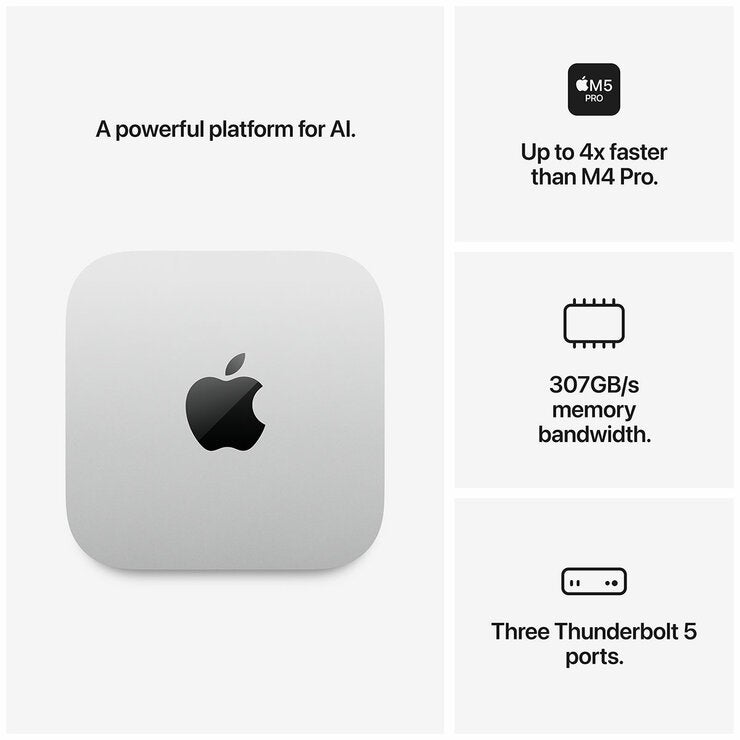 Apple Mac mini with M5 Pro chip 15‑core CPU and 16‑core GPU, 24GB, 512GB SSD Apple Mac mini with M5 Pro chip 15‑core CPU and 16‑core GPU, 24GB, 512GB SSD
