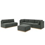Henredon 6 Piece Fabric Modular Sectional With Ottoman