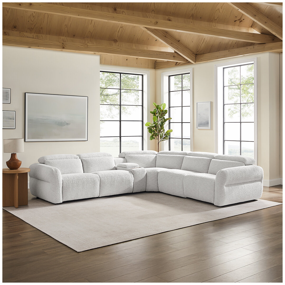 Aiden & Ivy Fabric Power Reclining Sectional With Power Headrests