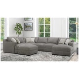 Gilmancreek 4 Piece Fabric Sectional With Ottoman And 6 Pillows