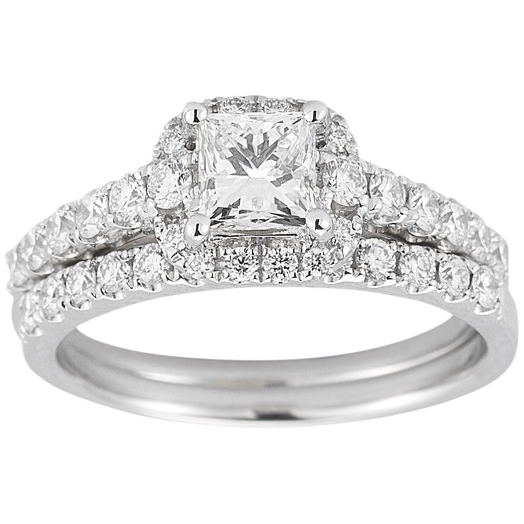 Platinum 1.42CTW Diamond Bridal Set 0.72CT Centre