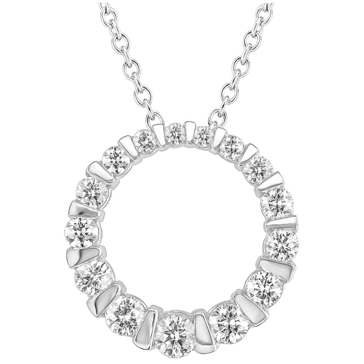 18KT White Gold 0.75ctw Diamond Circle Pendant