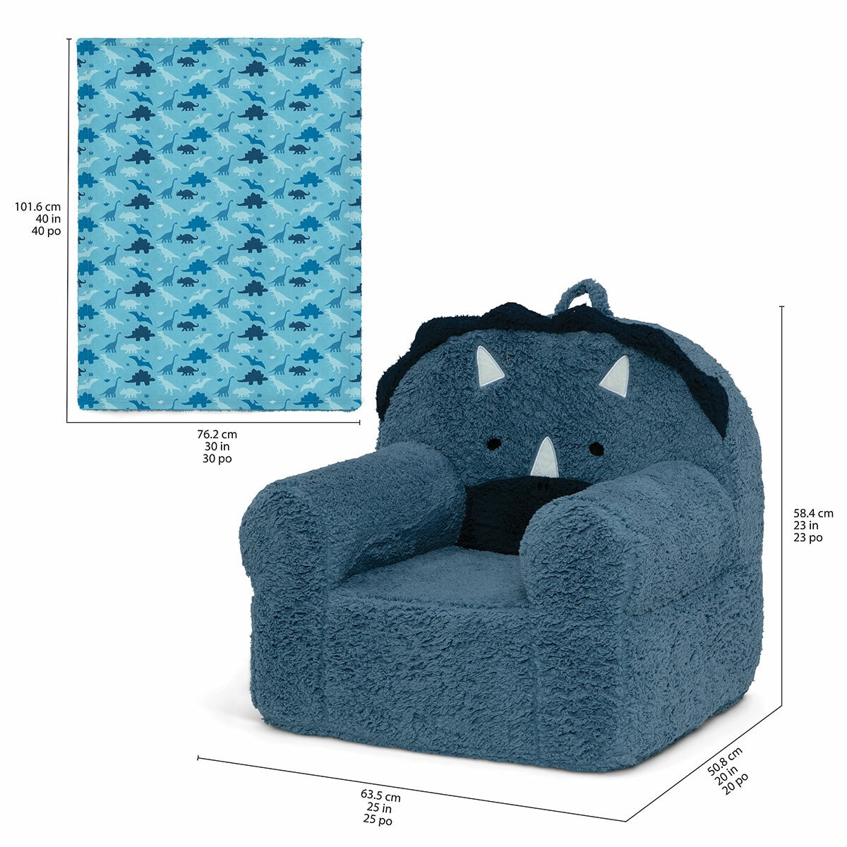 Cozee Kids' Animal Chair with Plush Blanket - Dinosaur