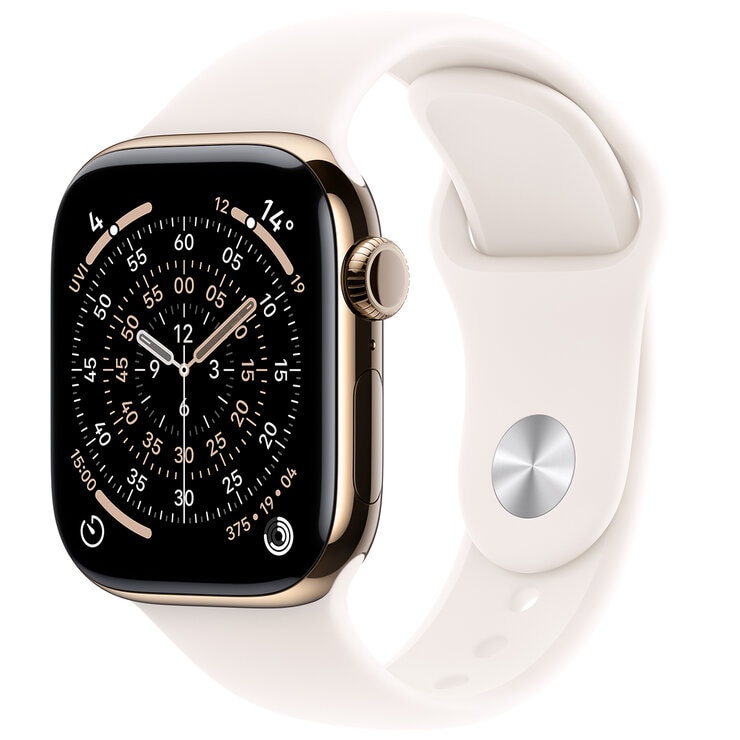 Apple Watch Series 11 GPS + Cellular 42mm Gold Titanium Case with Light Blush Sport Band - S/M