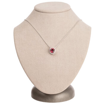 18KT White Gold 0.25ctw Diamond And Pink Tourmaline Pendant