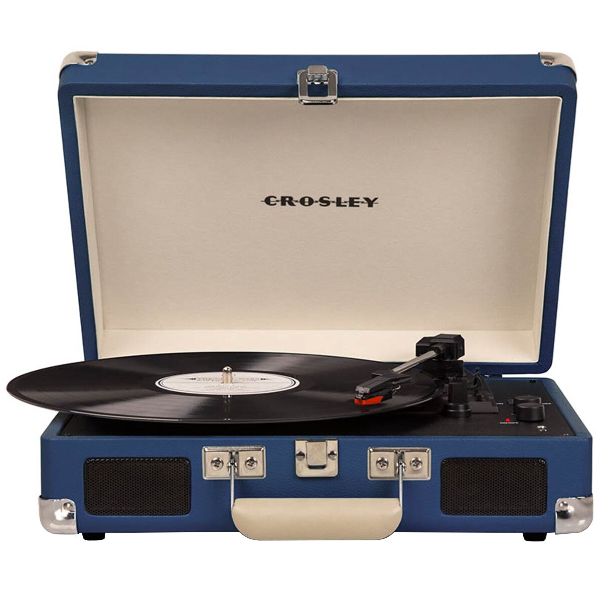 Crosley Cruiser Deluxe Portable Turntable - Blue + Free Record Storage Crate