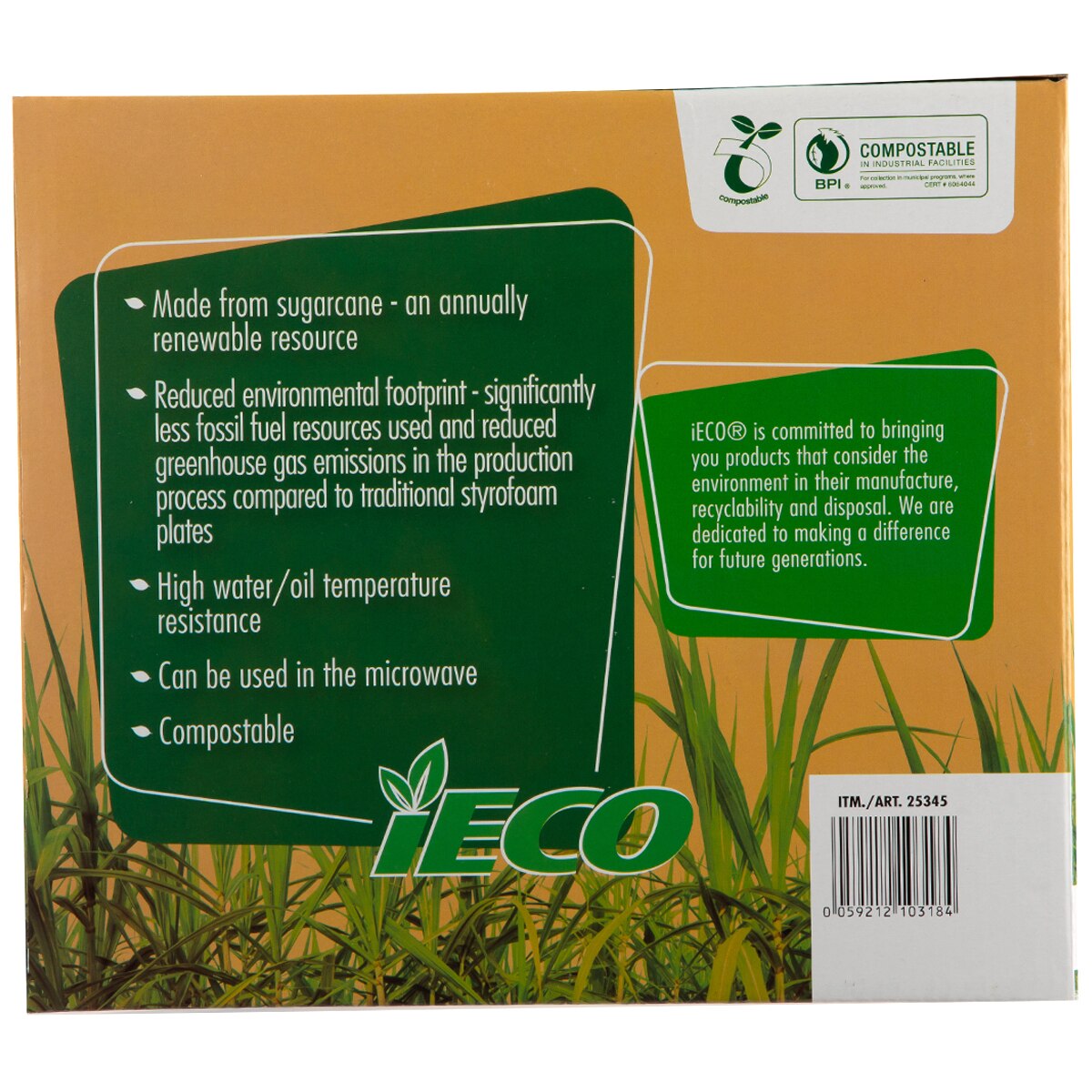 IECO 25cm Biodegradable Sugarcane Bagasse Plates 170pk Costco Australia