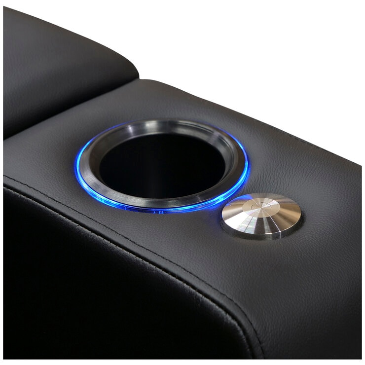 Valencia Piacenza Home Theater Seating Row of 4 Seats, Black