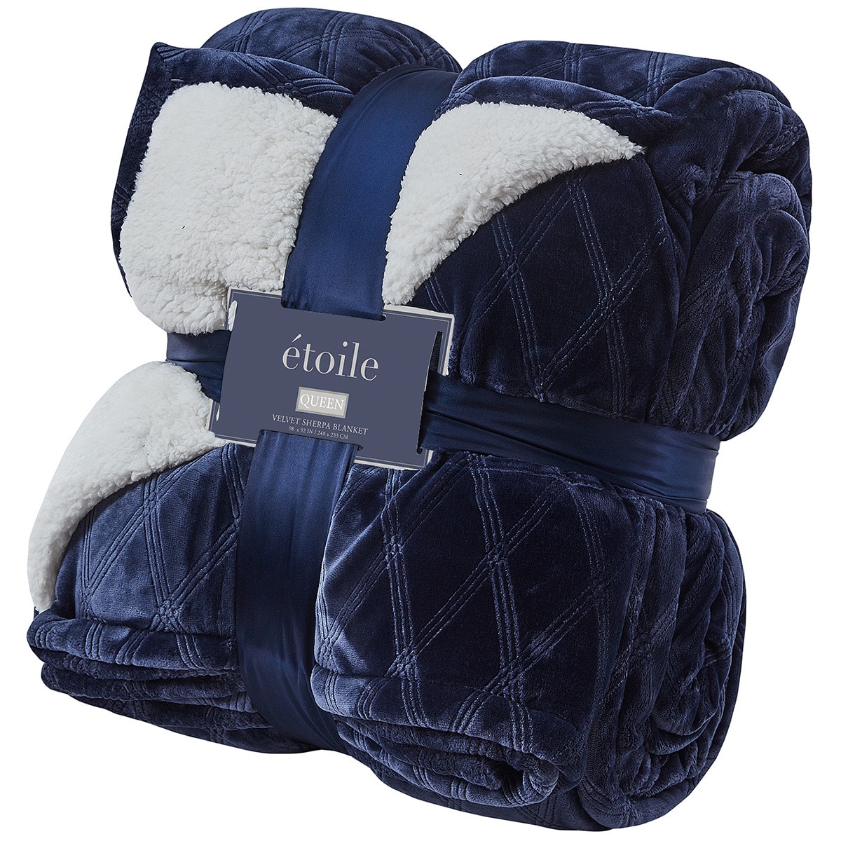 Etoile Velvet Sherpa Queen Blanket Blue Costco Australia