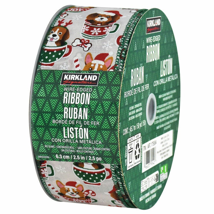 Kirkland Signature Wire Edged Holiday Ribbon 45.7m Kirkland Signature Wire Edged Holiday Ribbon 45.7m