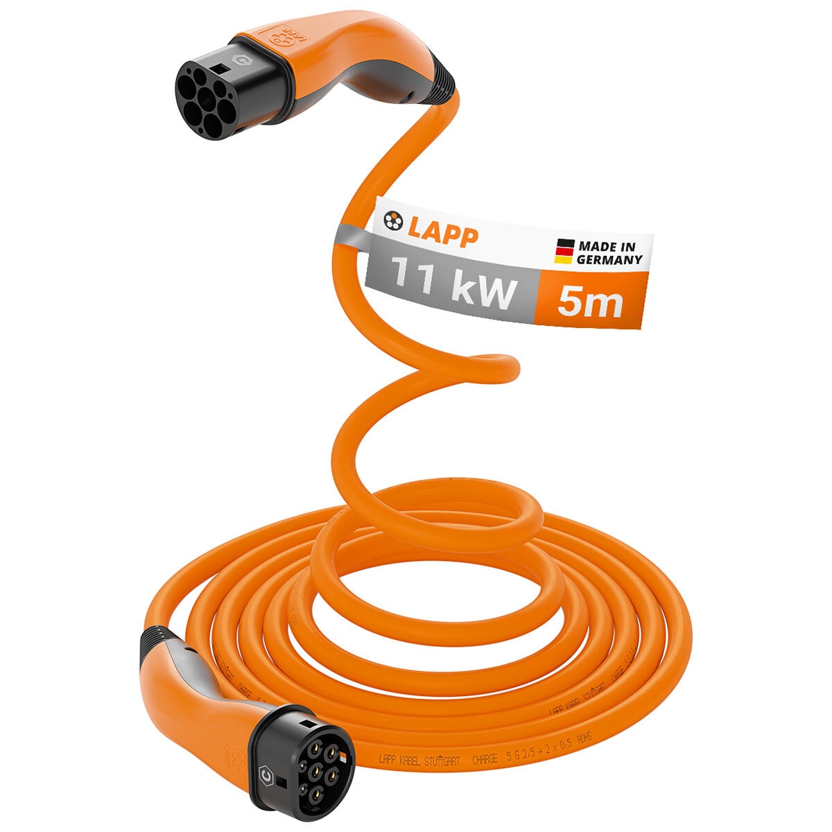 LAPP EV Helix Charge Cable Type 2 (11kW-3P-20A) 5M Orange/