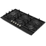 Midea 90cm Black Glass Gas Cooktop Black MCG90GBL