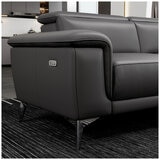Valencia Pista Leather Reclining Sectional Lounge Right Chaise Grey Valencia Pista Leather Reclining Sectional Lounge Right Chaise Grey