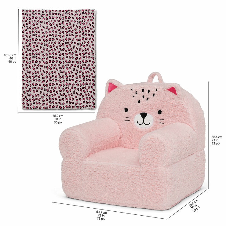 Cozee Kids' Animal Chair with Plush Blanket - Leopard