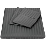 Bdirect Kensington 1200TC Cotton Sheet Set in Stripe - Double Charcoal