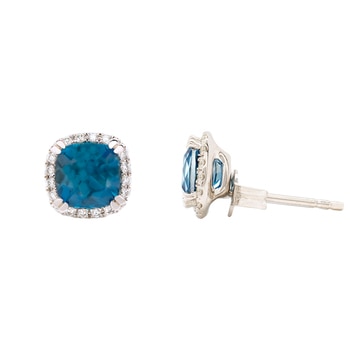 14KT White Gold London Blue Topaz And Diamond Earrings