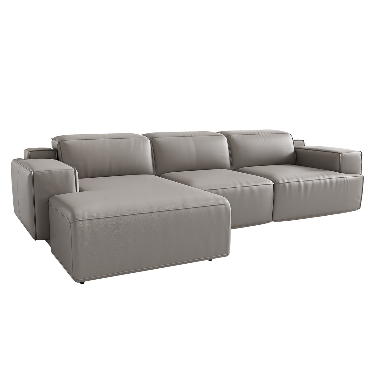 Valencia Valentina Leather Recliner Sectional Lounge With Left Chaise Light Grey