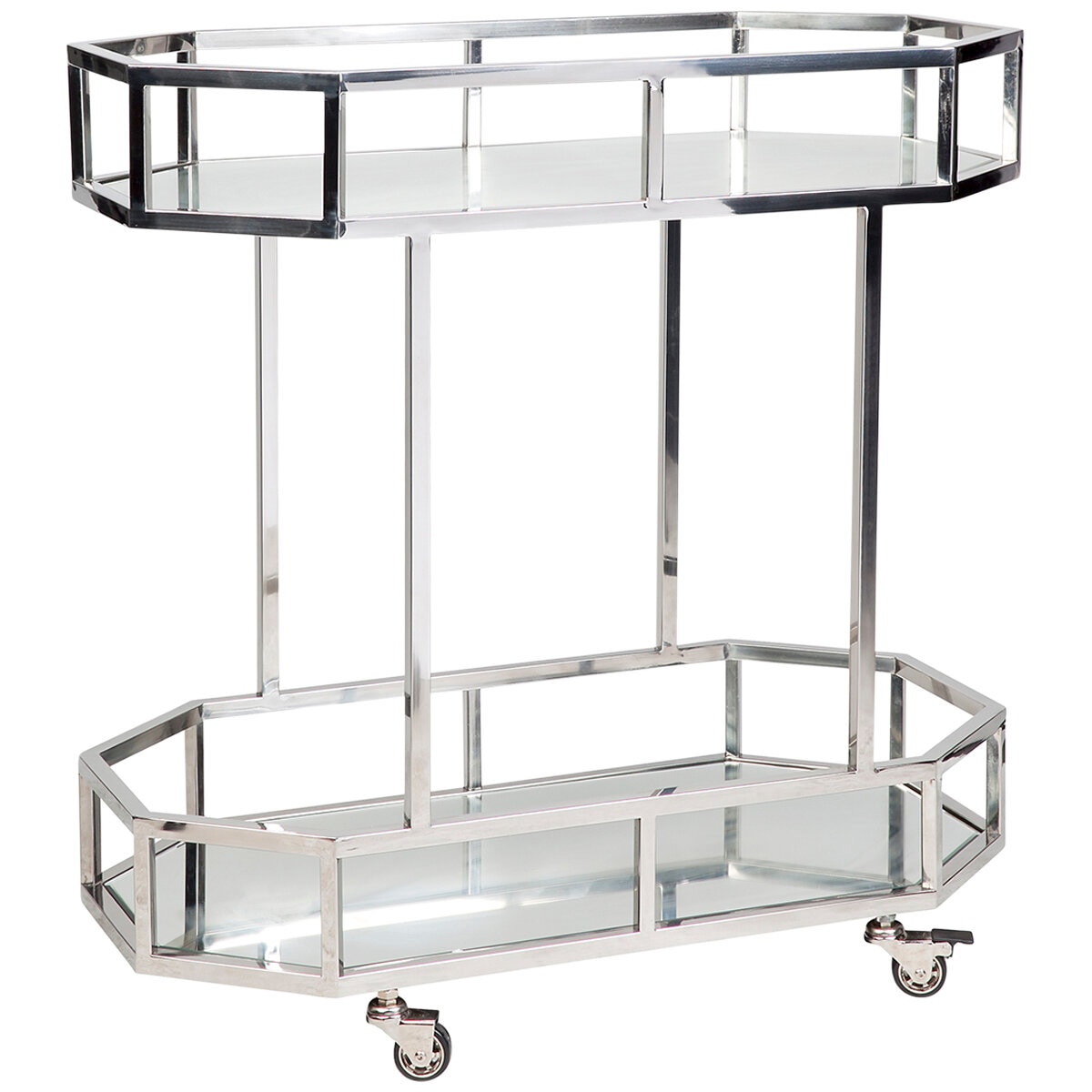 Cafe Lighting Brooklyn Mirrored Bar Cart Silver