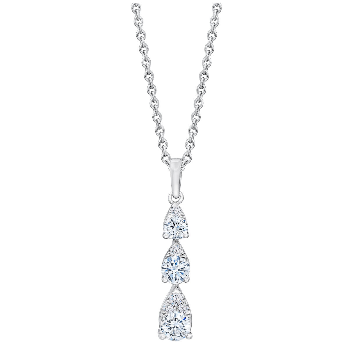 18KT White Gold 0.40CTW 3 Tier Diamond Pendant