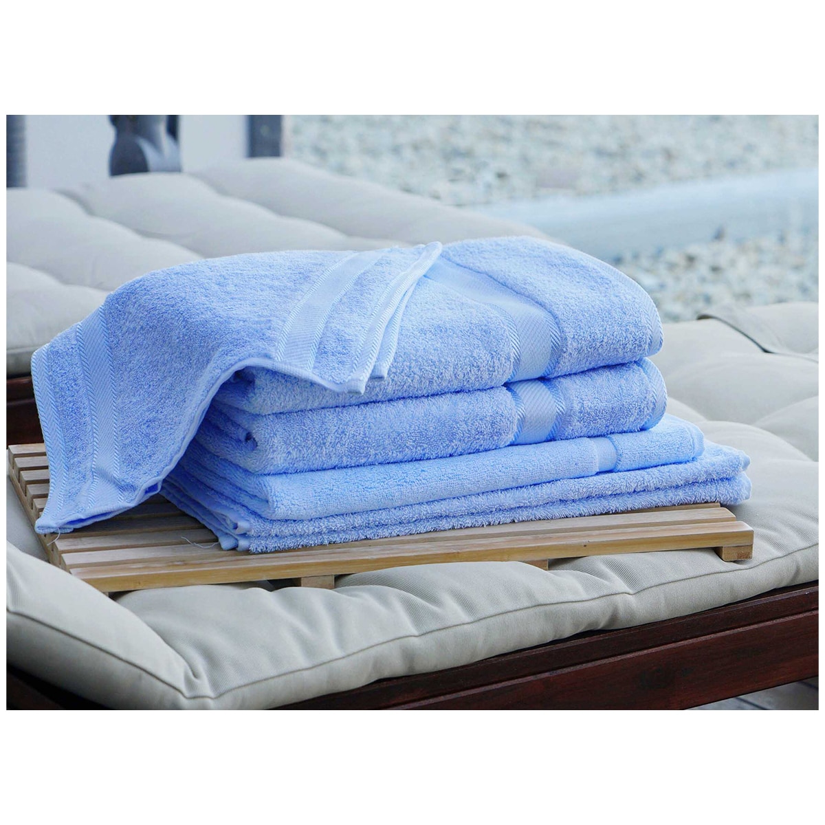 Kingtex Plain dyed 100% Combed Cotton towel range 550gsm Bath Sheet set 7 piece - Mid Blue