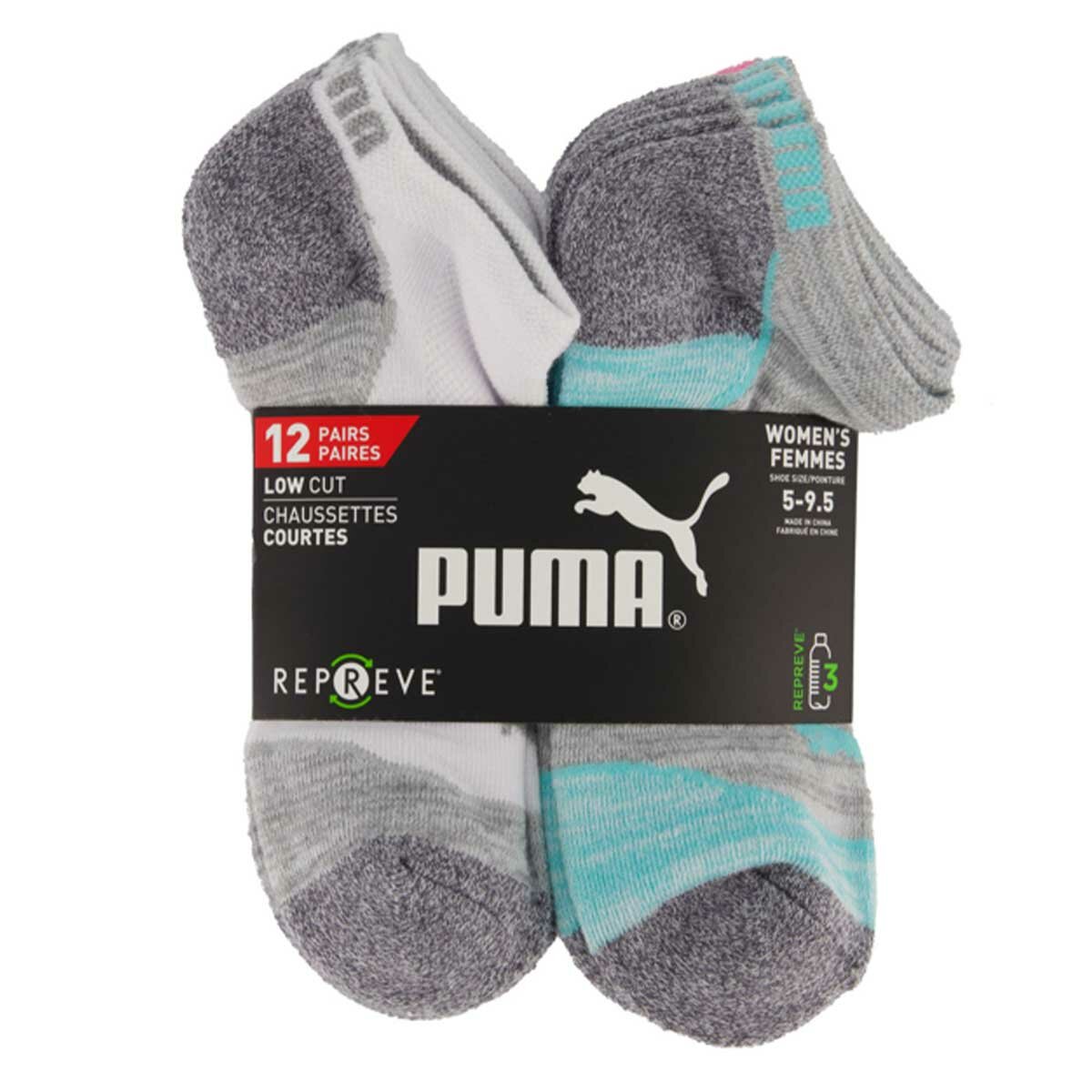 Puma Women's No Show Repreve Socks 12 Pack